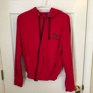 Kids Adidas’s XL zip up hoodie in red and black color